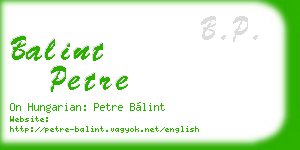 balint petre business card